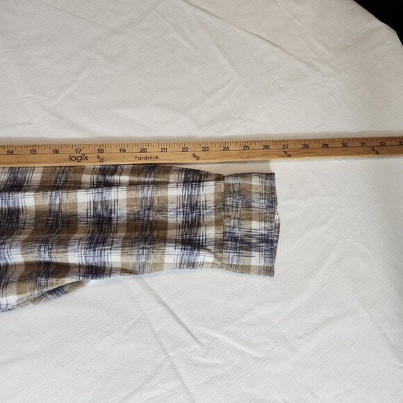 Solaris Shirt Men's Tall Man Cream White  Plaid ButtonUp Long Sleeve Size XLT 14 - Picture 8 of 15